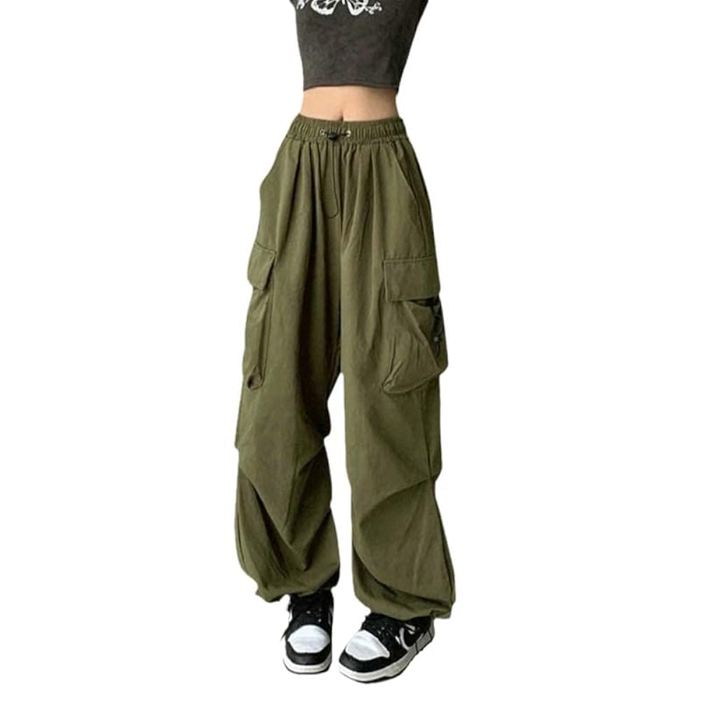 Cargo Pants Women High Waist Vintage Gray Baggy Streetwear