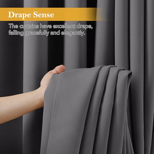 Image of RYB HOME Blackout Thermal Insulated Curtains, Portable Curtain for Sliding Glass Door /Storage /Space Room Divider, Large Window Treatment Room Divider Panel, W80 x L84, Grey, 1 Panel