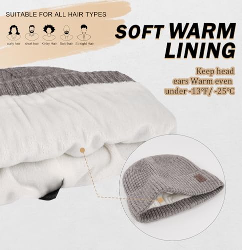 Image of Wmcaps Warm Beanie for Men Women, Fleece Lined Beanie Warm Winter Caps Unisex Fashion Knit Cuffed Cap