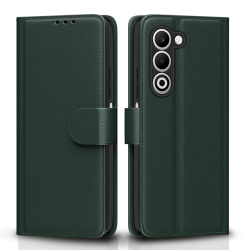 Image of Amazon basics Flip Cover for Oppo A5 5G Leather Finish | Wallet Stand and Shock Proof | Inside TPU with Card Pockets | Complete Protection Flip Case (Green)