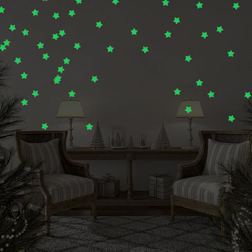 100 piezas stickers 3D estrellas que brillan en oscuridad miniatura 2