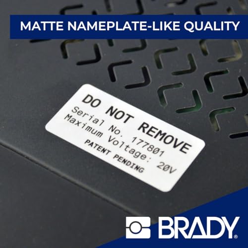 Image of Brady Metallised Polyester Pre-Sized Labels for Label Printer BMP51 /BMP53 /M511-260 Self Adhesive Printer Labels - Black on Light Grey (38,10 mm (W) x 19,05 mm (H)) - M5-30-428