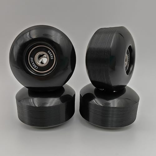 Skateboard Wheels, 52mm 95a, Set of 4 with Bearings (Black)