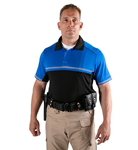 RYNO GEAR 100% Polyester Jersey Knit Two Tone Bike Patrol Polo Shirts (Royal Blue/Black) XL