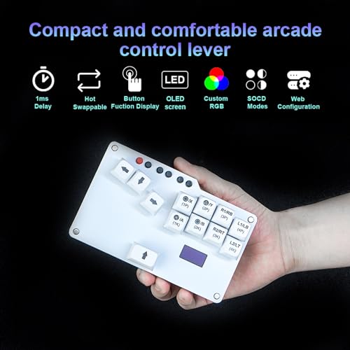 Image of BITFUNX Flatbox Gaming Keypad, Arcade Stick All-Button Leverless Controller - Supports SOCD & Hot Swap, Arcade Controller Street Fight for PC /PS3 /PS4 /Switch /Steam with Custom RGB & TURBO (MINI-001)