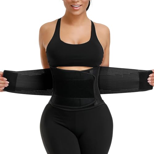 WUMZIRA Faja Postparto, Faja Abdominal y Lumbar, Moldeador de Cintura con Correas Ajustables, Envoltura para Sudor de Barriga, Negro - XL