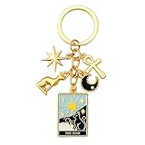 DONWOIE Tarot Card Keychain,The Star Keychains Bag Charms for Women with Radiant Star, Ankh, Moon & Profoundly Symbolic Decorations, Cool Key Chains Gifts for Spiritual Seekers & Tarot Enthusiasts