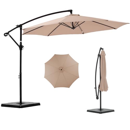 NEWBULIG 10FT Patio Umbrella with Base Included, Offset Cantilever Outdoor Patio Table Umbrella, UV...