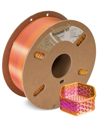 Image of DURAMIC 3D Silk Dual Color PLA Filament Shinny High Gloss Finish 1.75mm | 3D Printing Filament with Cardboard Spool,No-Tangling Neatly Wound Dimensional Accuracy 99% + /- 0.03mm 1KG Silk Gold Magenta