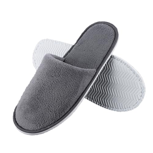 EQLEF Portable Chaussons Invités, Non Jetable Voyage Pantoufles doux Corail Velours Hôtel Pantoufles épaisseur 7mm Semelle Fille Réutilisable Maison...