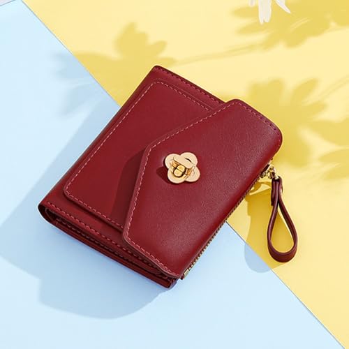 Geldbörsen Frauen Portemonnaie Damen Rotes Minimalistisches Blumen Design Portemonnaie für Frauen Klein Portmonee mit Ausweisfach und Kartenhüllen – Bild 6