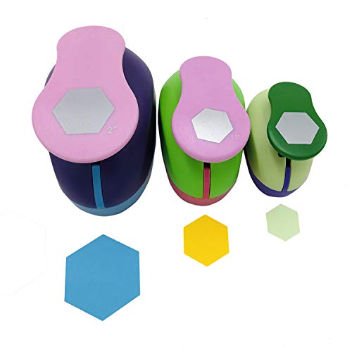 Set Of 3Pcs (2"+1.5"+1") Craft Punch Set Paper Punch Tool Eva Punches For Making Crafts Scrapbooking Garland Circle Dots Hanging Decorations Birthday Party Wedding Decoration (Hexagon) #TOP10
