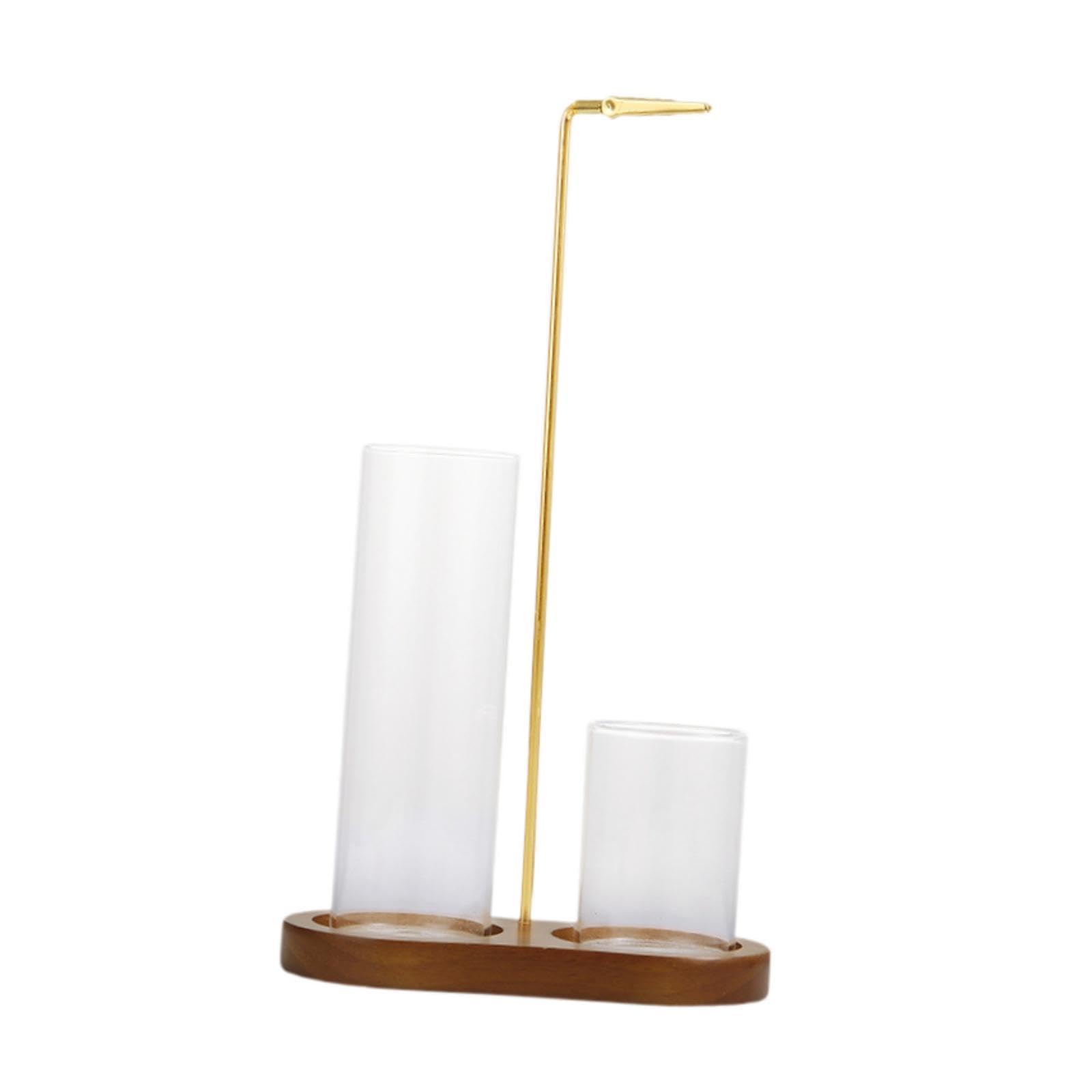 Incensiere Multifunzione Porta Bastoncini Supporto Cenere Decorazione Ambiente in Vetro E Legno Adatto per Camere da Letto Uffici Soggiorni, Marrone