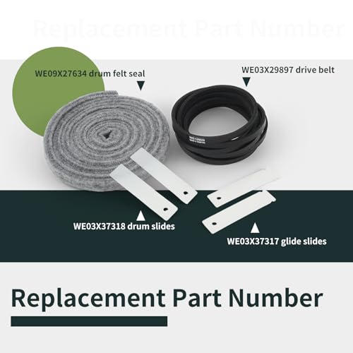 Guías deslizantes de tambor WE03X37318 y kit WE00X720 para reparar secadora GE 5