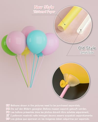 Yallove BS-CS Paper Balloon Sticks Set Of 100, Colored Handheld Balloon Holders For Party Favors thumb #2