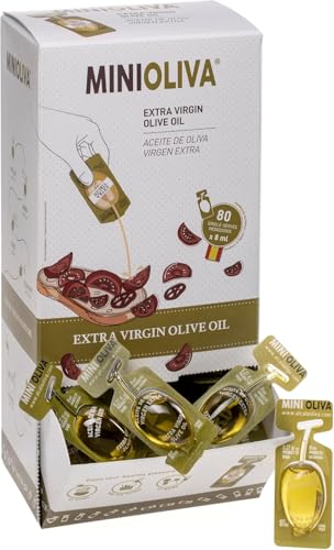 MINIOLIVA Dispenser di Olio Extra Vergine di Oliva - 80 Capsule Individuali da 8 ml, Ideale per Casa, Ufficio, Viaggi e Uso Quotidiano