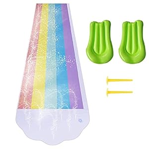 ZOUD 15Ft Regenboog Waterglijbaan met sproeien voor kinderen Play Center Pool Games Outdoor Pool Party Cadeaus voor…