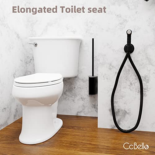 Elongated Toilet Seat, Quick-Release Hinges, Slow Close, Heavy Duty, Never Loosen, Aviation Material, White(18.5”) #TOP5
