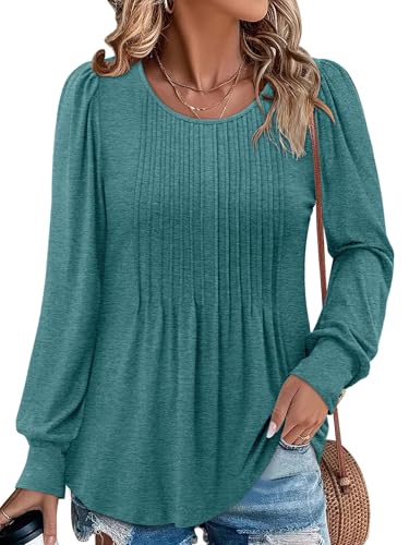 BETTE BOUTIK Long Sleeve Shirts for Women Fall Tops Dressy Blouses Crewneck Tunic Tops for Leggings S-3XL