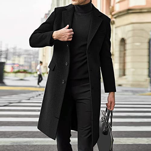 Ymosrh Men's Winter Trench Coat Single Breasted Notched Lapel Long Jacket Casual Fall Business Peacoat Overcoat, XL-4XL3