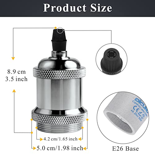 Image of DiCUNO Vintage E26 Lamp Socket, Edison Retro Pendant Lamp Holder, Industrial and Decorative for DIY Lighting, 600℃ Heat Resistant 6 Packages (Color: 6 Mixed Colors)