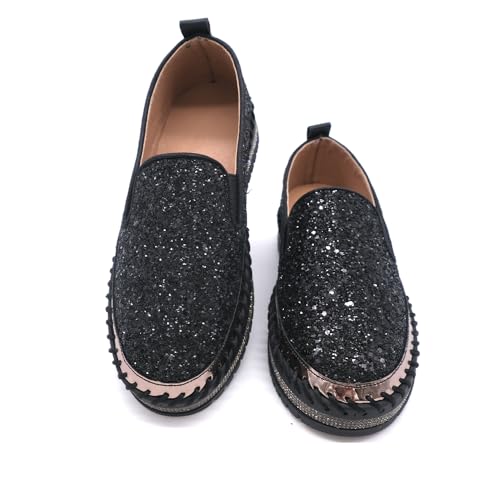 Women's Platform Rhinestones Glitter Fashion Sneakers Comfortable Slip On Flat Loafers Walking Wedding Dress Shoes Casual Shoes3