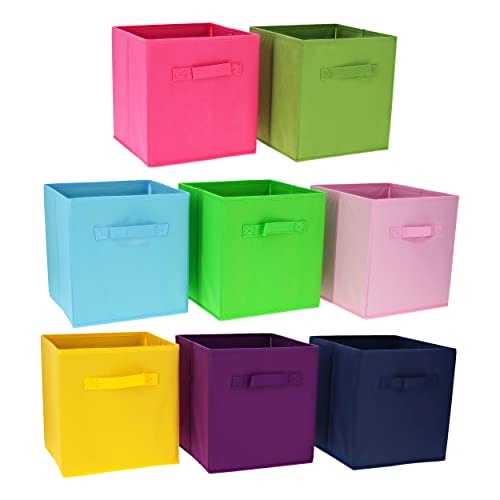 7Penn Cesta de almacenamiento para cubos, 8 unidades, cesta de tela colorida con asa, para el hogar, la oficina o las aulas