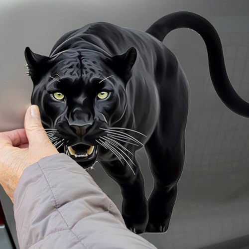 Boodecal Panther Black Leopard Stickers - 3D Realistic Black Wild Cat Sticker Decals Wall Decor Car Stickers Peel & Stick Vinyl Art Decoration Boys Gift 11.8 x 11.8 inches
