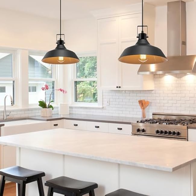 Globe Electric 44476 1-Light Outdoor Indoor Pendant Lighting, Matte Black, Textured Socket, Hanging Lamp, Hanging Lights, Ceiling Light Fixture