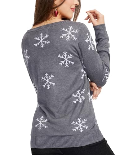 Tipsy Elves TE-CWSW232S Women'S Gray Sequin Snowman Christmas Sweater Size Small thumb #2
