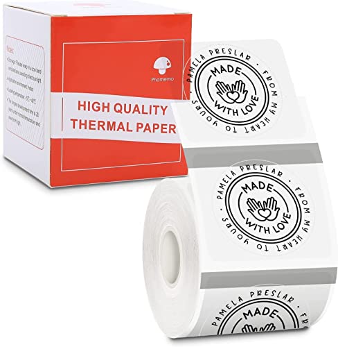 Phomemo Logo Sticker 2 Runde Transparente Selbstklebende Thermodirekt-Etiketten für Phomemo M110 M220 M221 M108 M100 M150 M250 M260 Label Maker für Logo Druck Haushaltsgegenstände Kennzeichnung