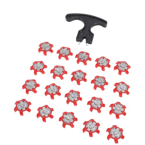 Dpofirs Crampons de Chaussures, 20 Pièces Pointes de Chaussures de Remplacement avec Traction Antidérapante et clé de Retrait pour d'entraînement en Plein Air (Rouge)