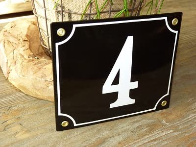 Numéro de maison émail 18x15 cm noir n° 4 finition premium brillante