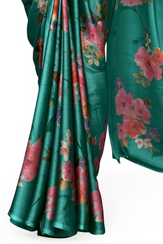 Image of MIRCHI FASHION Women Saree Chiffon Flower Print | Breathable Lightweight Sari for Office and Daily Use with Unstitched Blouse Piece (Available in 30 Styles)