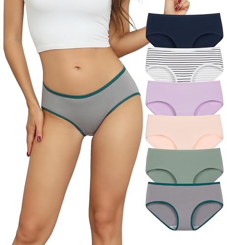 Image of Cotton Hipster Panties for Women Mid Rise Underwear Full Coverage Soft Ladies Underwear Pack