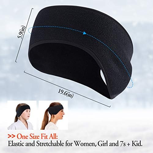 JOEYOUNG Ponytail Headband | 3 Colors | Warm Fleece for Outdoor Sports and Fitness | Ear Warmer & Sweatband | Super Sweat Absorbent | Perfect for Running or Yoga