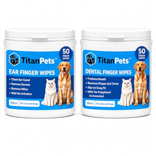 Image of Pets Teeth & Ear Cleaning Finger Wipes - Pets Dental Wipes | Dogs & Cats Finger brush - Hypoallergenic, Unscented Cleaning & Oral Hygiene for Fresh Breath and Healthy Wipes (Ear,Teeth Combo)