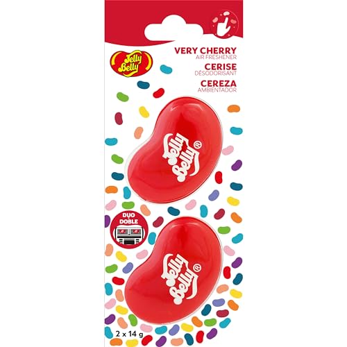 Jelly Belly Duo Car Air Freshener Vent Clips, Very Cherry Scent, 2 Pack, Fun and Fruity Car Vent Clips With an Iconic Jelly Bean Shape