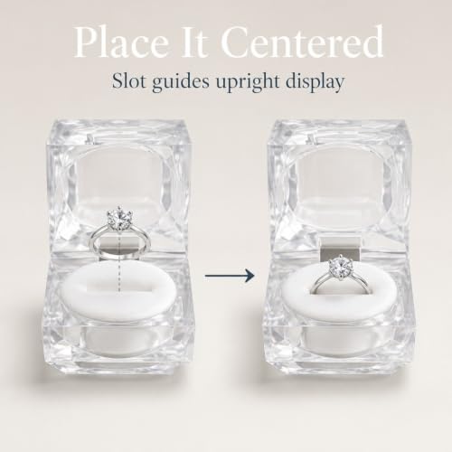 Image of Crystal Acrylic Ring Box Pack of 6 | Transparent Jewelry Display Case | Elegant Ring Holder for Engagement Wedding Proposal and Gift Packaging | Premium Clear Ring Storage Box