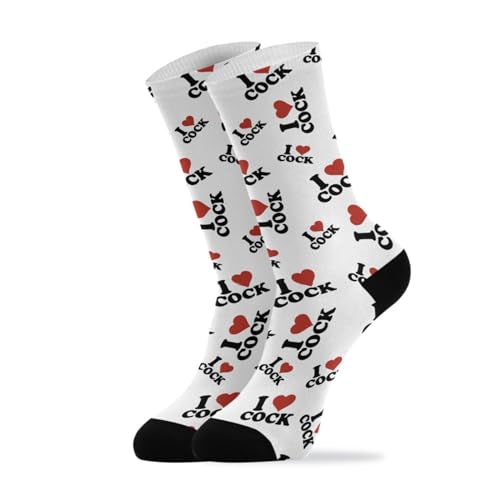 PMAIHNAS I Love Cock Funny Athletic Crew Socks Over the Calf Tube Socks Peformance Cushion For Men Women