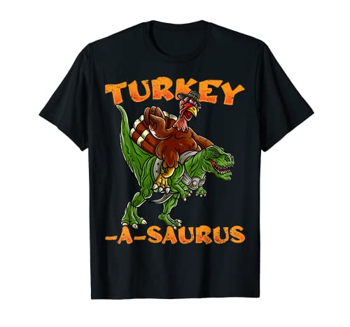 Turkey-a-saurus Rex Thanksgiving Turkey Dinosaur Pilgrim T-Shirt