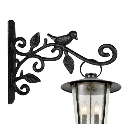 Janurium Colgador de plantas de hierro forjado, soporte retro para macetas, gancho de hierro artístico, colgador antideslizante para plantas montado en la pared para entradas, patios, porches,