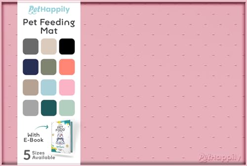Dog Food Mat - 24x15 Raised Edges Dogs Mat for Food and Water Prevent Spill, Waterproof Cat Food Mats Protect Floors, Easy Clean Dog Bowl Mats for Food and Water, Silicone Pet Feeding Placemats Pink