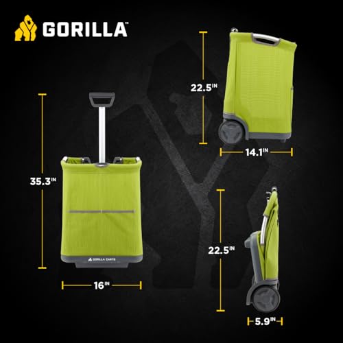 Gorilla Carts GCSS-11G-COM Collapsible Soft-Sided Folding Garden Cart, 150-Pound Capacity, Green - Thumbnail 2