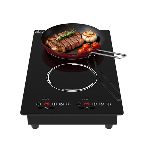 GTKZW Plaque Induction 2 Feux 3000W, Domino Plaque de Cuisson Électrique Encastrable ou Pose...