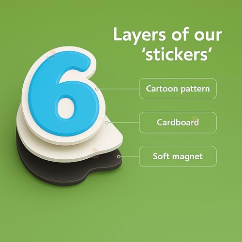 Image of WISHKEY Magnetic Number Stickers for Kids - 44 PCS Math Learning Set with Numbers, Counting Animals & Math Symbols, Educational Montessori Toy for Kids Age 3+