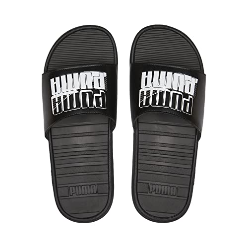 PUMA Men's Cool Cat Slide Sandal, Power Steel Gray-Black-White, 74