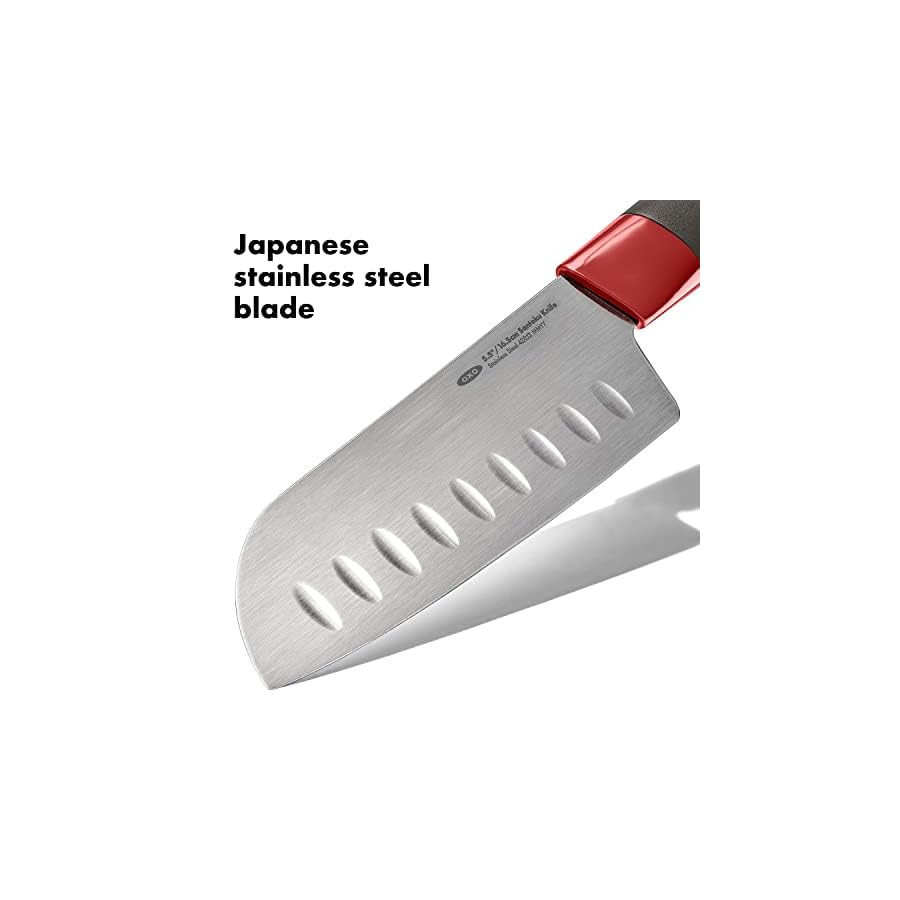 OXO Outdoor 5.5in/14cm Santoku Knife with Locking Sheath,Gray/Red