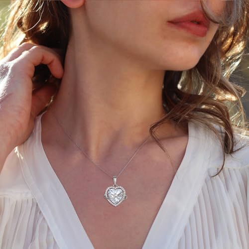 STARCHENIE Rose Necklace for Women 925 Sterling Silver Heart Pendant Necklace Birthstone Jewelry2