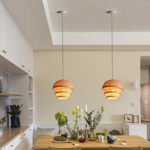 Lustre rotin table à manger suspension E27 ajustable pour café